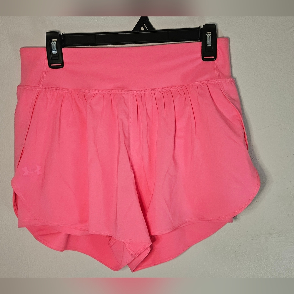 Under Armour Pink shorts Fitted Flex Woven 2-in-1 Lined Running Shorts Womens L
